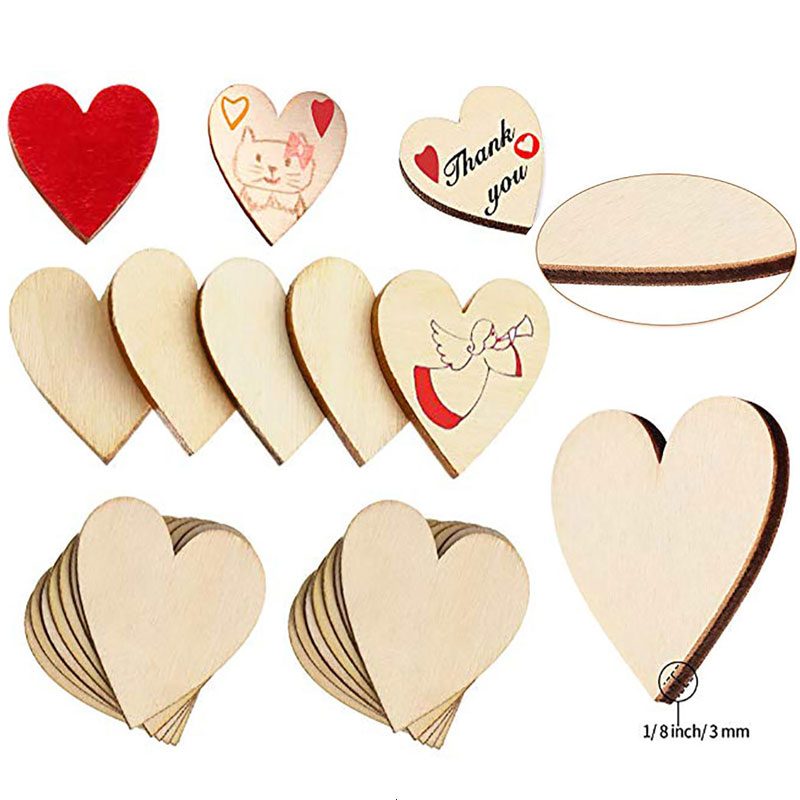 Oud Wood Chip - 3-100Pcs 미완성 된 나무 마음 빈