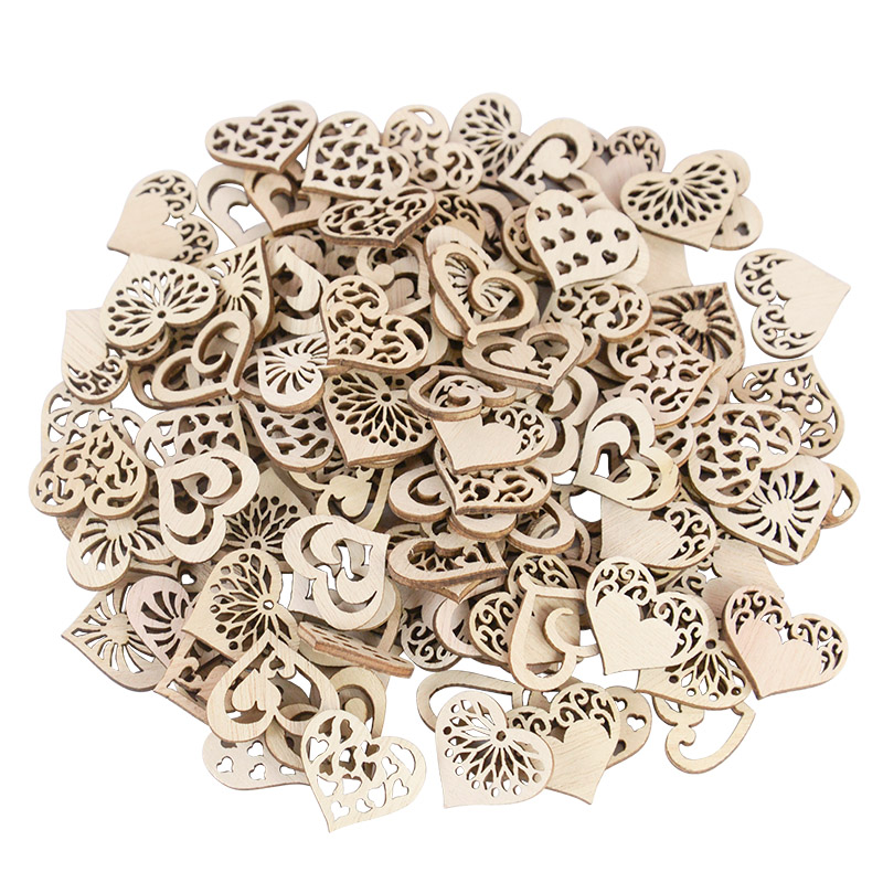 50/100pcs 빈 심장 패턴 작은 자연 나무 조각  - Oud Wood Chip 리뷰 및 가격