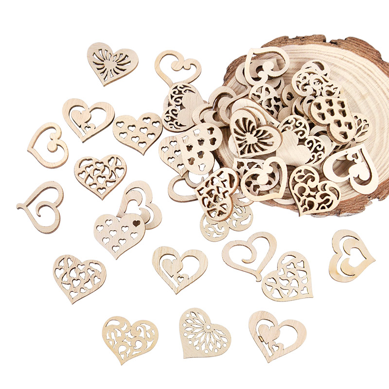 50/100pcs 빈 심장 패턴 작은 자연 나무 조각  - Oud Wood Chip 리뷰 및 가격