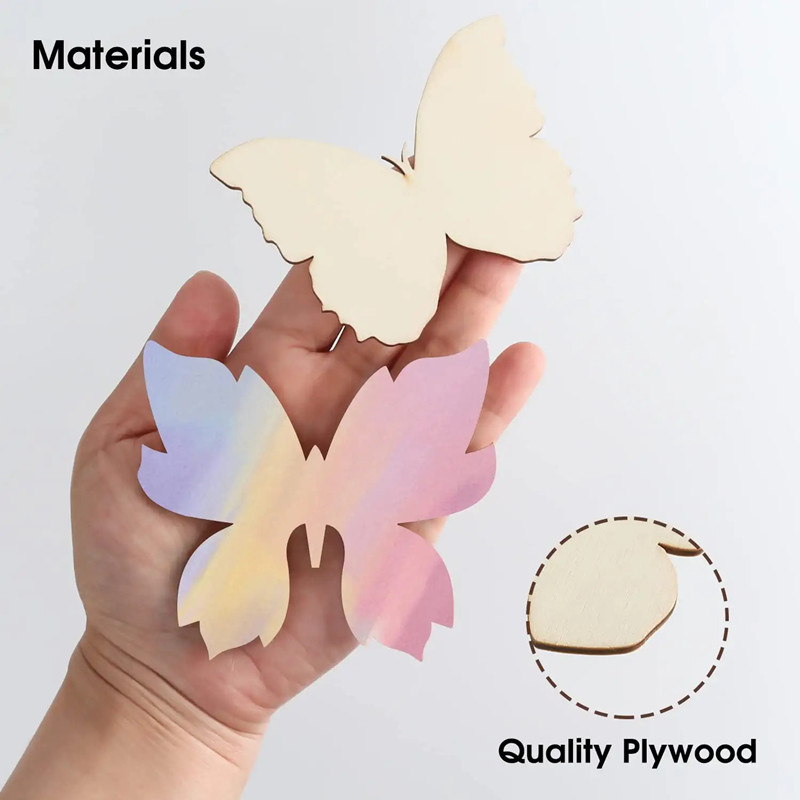 10pcs 나무 나비 빈 나무 조각 어린이 그림 공예  - Oud Wood Chip 리뷰 및 가격